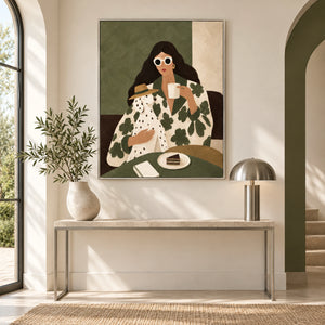 Woman with Dalmatian Dog Portrait | 3D Textured Wall Art