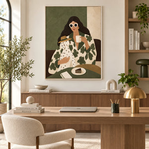Woman with Dalmatian Dog Portrait | 3D Textured Wall Art