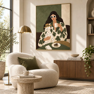 Woman with Dalmatian Dog Portrait | 3D Textured Wall Art