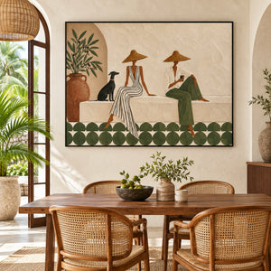 Sage Green Terracotta Vacation Relief Canvas | Thick Impasto Painting