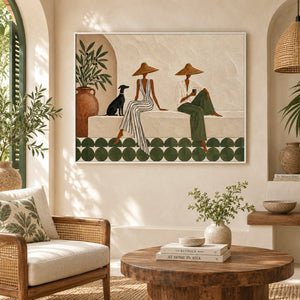 Sage Green Terracotta Vacation Relief Canvas | Thick Impasto Painting