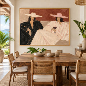 Leisure Retro Women Portrait Art | Warm Coastal Luxury Wall Decor