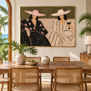 Tropical Vacation Women Portrait Art | Warm Boho Horizontal Wall Decor