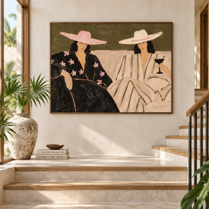 Tropical Vacation Women Portrait Art | Warm Boho Horizontal Wall Decor