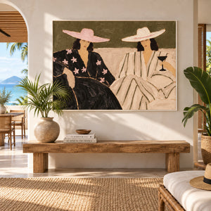 Tropical Vacation Women Portrait Art | Warm Boho Horizontal Wall Decor