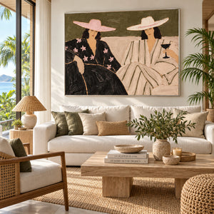 Tropical Vacation Women Portrait Art | Warm Boho Horizontal Wall Decor