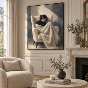 Solitary Peaceful Lady Portrait Art | Modern Organic Wall Decor