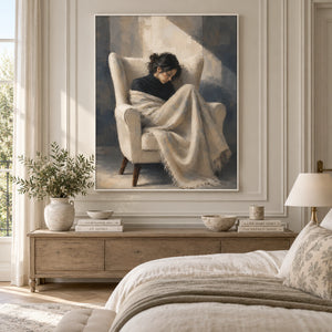 Solitary Peaceful Lady Portrait Art | Modern Organic Wall Decor