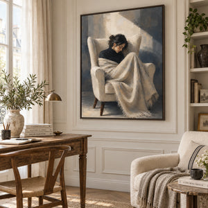 Solitary Peaceful Lady Portrait Art | Modern Organic Wall Decor