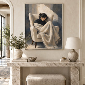 Solitary Peaceful Lady Portrait Art | Modern Organic Wall Decor