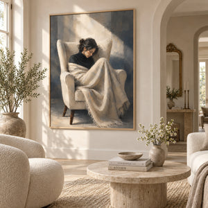 Solitary Peaceful Lady Portrait Art | Modern Organic Wall Decor