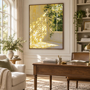 Bright Yellow Light Projection Relief Canvas | Thick Impasto Painting