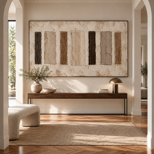 Vertical Striped Plaster Abstract | 3D Textured Wall Art