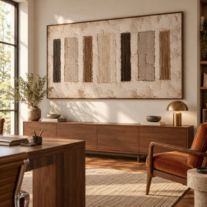 Vertical Striped Plaster Abstract | 3D Textured Wall Art
