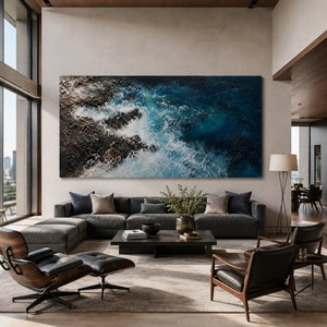 Rocky Coast Waves | textured coastal art
