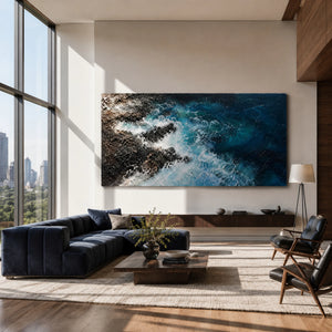 Rocky Coast Waves | textured coastal art