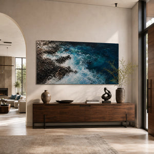 Rocky Coast Waves | textured coastal art