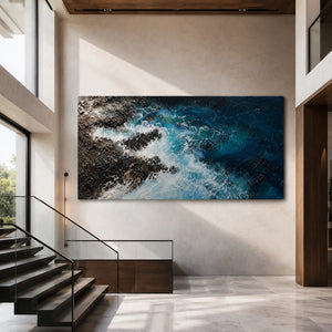 Rocky Coast Waves | textured coastal art