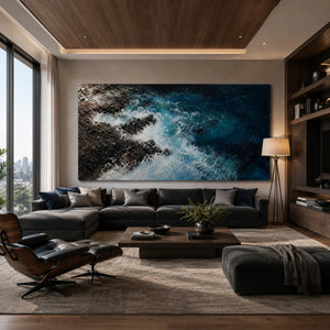 Rocky Coast Waves | textured coastal art