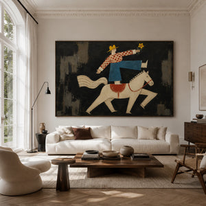 Rider With Flower | Folk Art Horse Canvas Wall Art