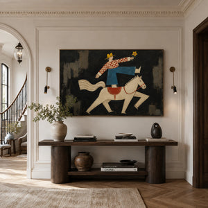 Rider With Flower | Folk Art Horse Canvas Wall Art