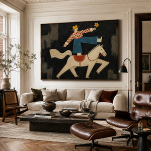 Rider With Flower | Folk Art Horse Canvas Wall Art