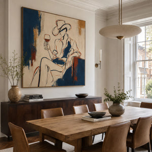 Cowboy With Wine | Sketch Figurative Abstract Canvas Art