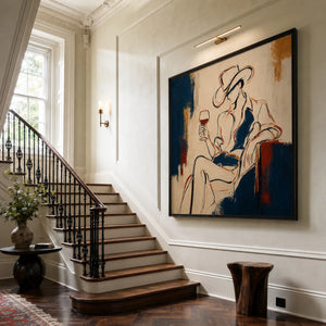 Cowboy With Wine | Sketch Figurative Abstract Canvas Art