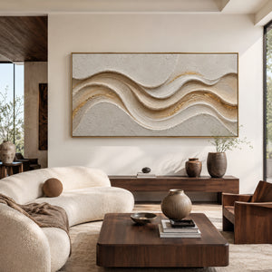 Cream Golden Wave Layers | Neutral Textured Wall Decor