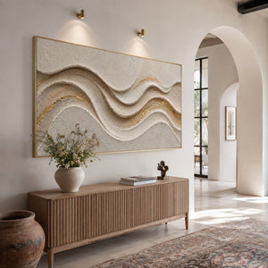 Cream Golden Wave Layers | Neutral Textured Wall Decor