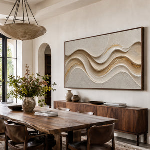 Cream Golden Wave Layers | Neutral Textured Wall Decor