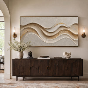Cream Golden Wave Layers | Neutral Textured Wall Decor