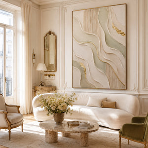 Ribbed Wave Texture | beige gold wall art