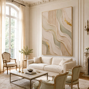 Ribbed Wave Texture | beige gold wall art