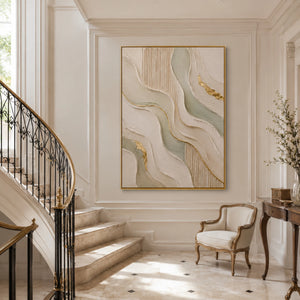 Ribbed Wave Texture | beige gold wall art