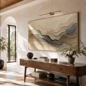 Gilded Mountain Strata | Layered Textured Abstract Wall Art