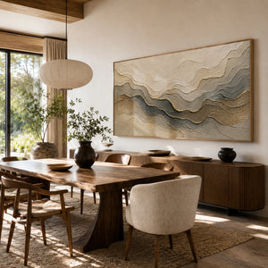 Gilded Mountain Strata | Layered Textured Abstract Wall Art
