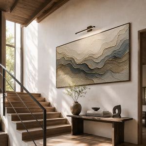Gilded Mountain Strata | Layered Textured Abstract Wall Art