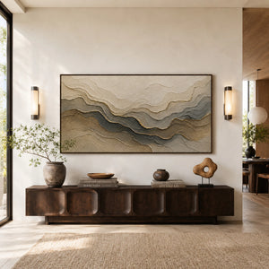 Gilded Mountain Strata | Layered Textured Abstract Wall Art