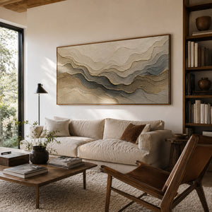 Gilded Mountain Strata | Layered Textured Abstract Wall Art