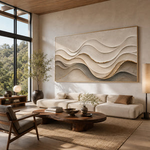 Gilded Cream Waves | 3D Layered Textured Wall Art