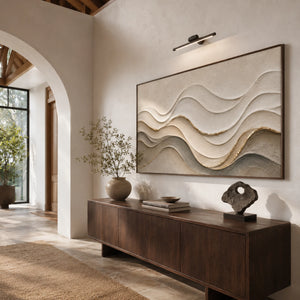 Gilded Cream Waves | 3D Layered Textured Wall Art