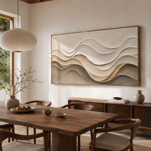 Gilded Cream Waves | 3D Layered Textured Wall Art