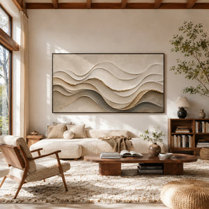 Gilded Cream Waves | 3D Layered Textured Wall Art