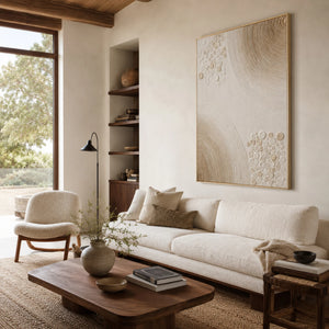 Organic Circular Relief | Beige Textured Canvas Painting