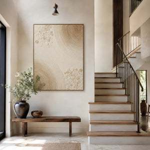 Organic Circular Relief | Beige Textured Canvas Painting