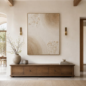 Organic Circular Relief | Beige Textured Canvas Painting