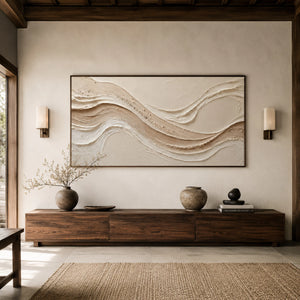 Sand Wave Flow | Thick Impasto Textured Abstract Wall Art