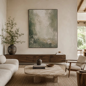 Muted Green Mist | Thick Impasto Abstract Wall Art