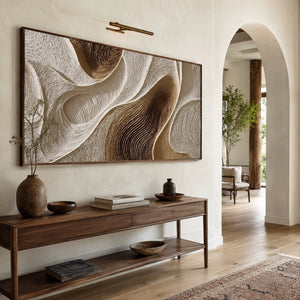 Swirling Brown Relief | Wavy Neutral Canvas Painting